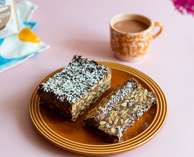 2 slices of nutty Lithuanian lazy cake