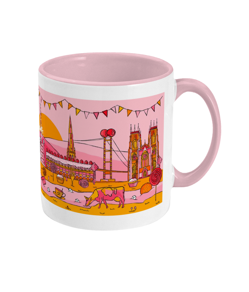 Image of printed mug featuring Yorkshire landmarks