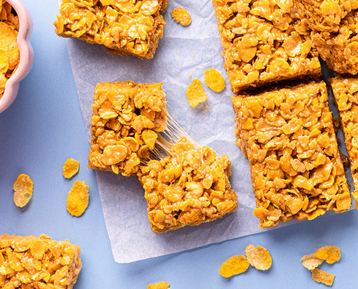 Cornflake caramel bars sliced  