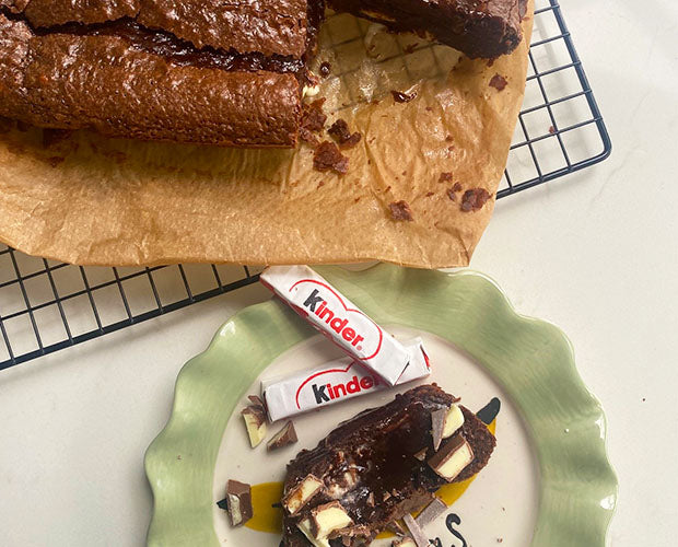 gooey centred chocolate loaf cake made with kinder chocolate