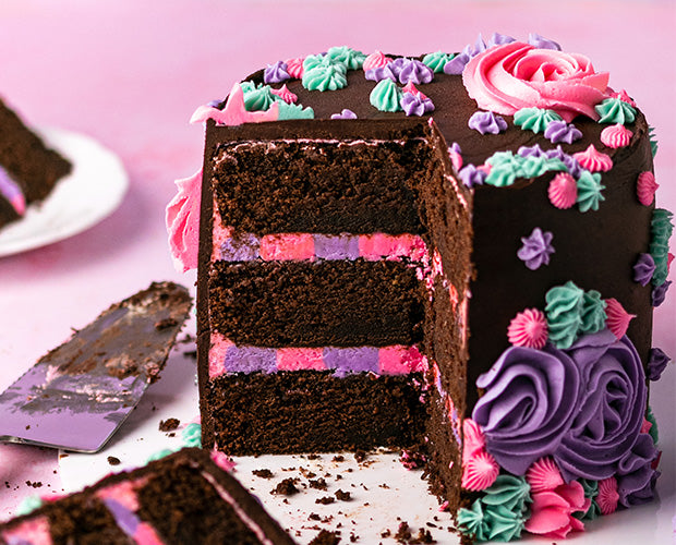 Dark Chocolate Cake with Two Tone Buttercream