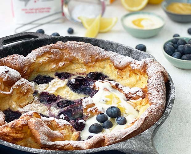 Lemon and Blueberry Dutch Baby Pancake Recipe