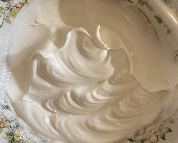 A bowl of glossy meringue