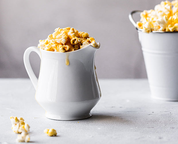 a pot of toffee popcorn