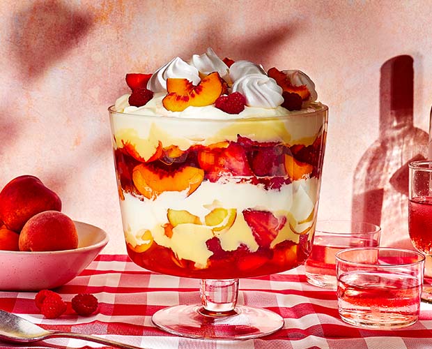 Simple summer fruits and prosecco trifle