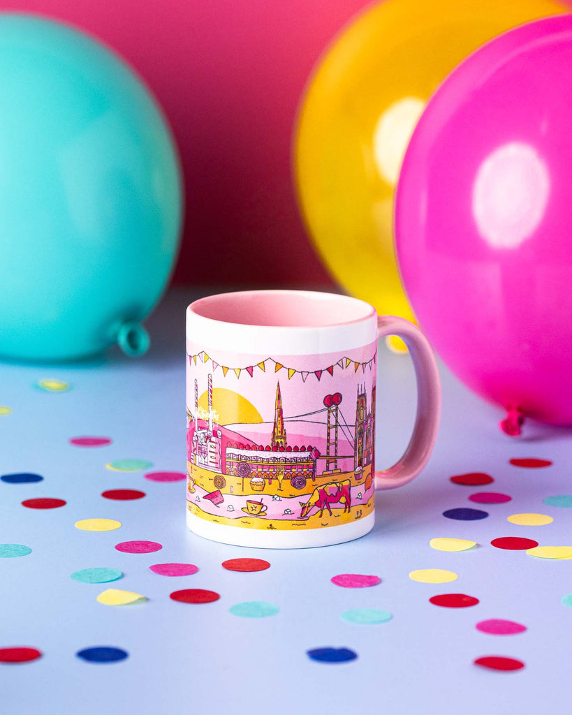 Picture of a ceramic mug featuring the Piece Hall in Halifax