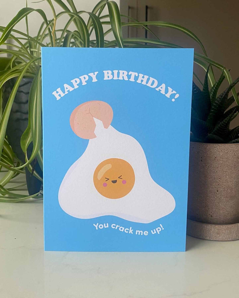 Happy birthday card with message 'You crack me up'